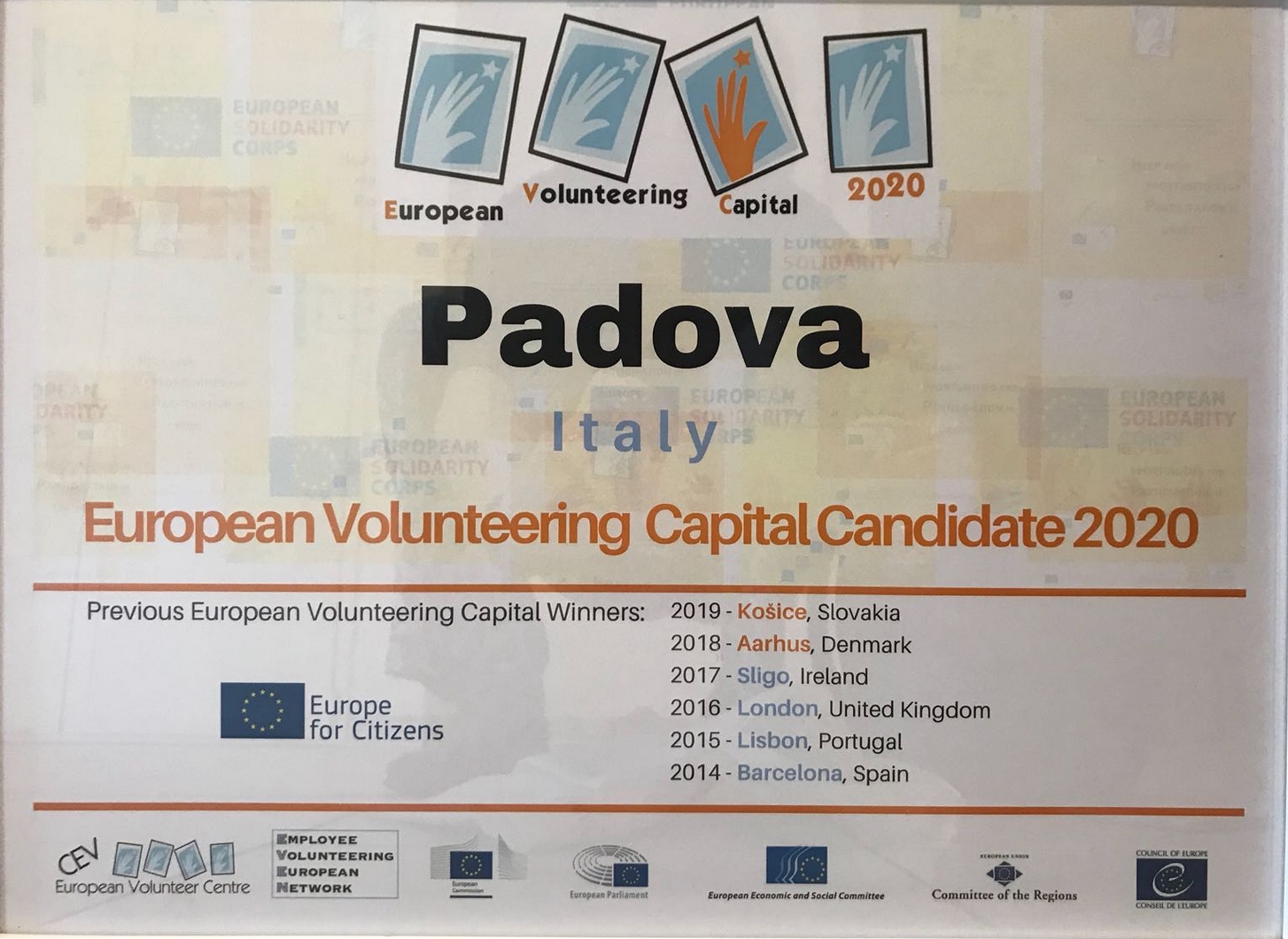 Candidatura di Padova a Capitale europea del volontariato 2020